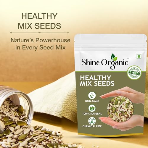 Image of Shine Organic Char Magaz Seeds - 4in1 Mix Seeds - 100 gm All in one (Watermelon Seeds, Pumpkin Seeds, Muskmelon Seeds, Flax Seeds) (100 GM)