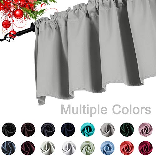KEQIAOSUOCAI Grey Window Valances for Kitchen 52W x 18L-Light Gray Valances for Basement Bathroom