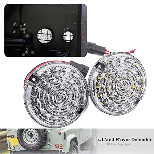 Lot de 2 feux de recul et anti-brouillard ronds à LED avec verre transparent pour defender 95 mm de diamètre