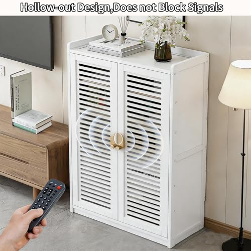 Image of Router Storage Cabinet with Adjustable Shelves,WiFi Router Box Hider,Multi-Functional Router Storage Box,for Living Room,Office,Small Household