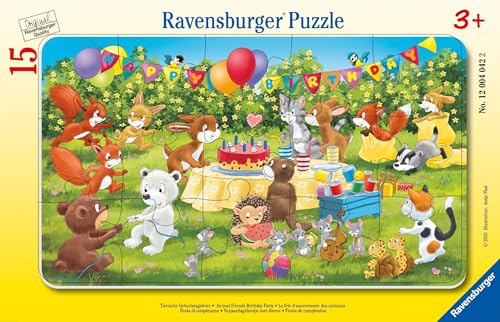 Ravensburger - Puzzle Cadre 15 pièces - La fête d'anniversaire des Animaux