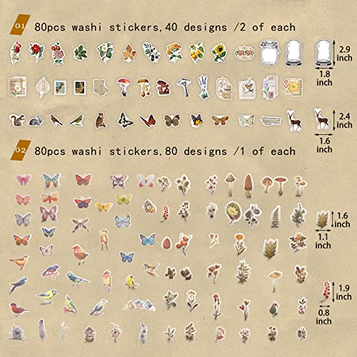 280 peças de suprimentos vintage para scrapbooking, adesivos estéticos para scrapbook, kit de papel