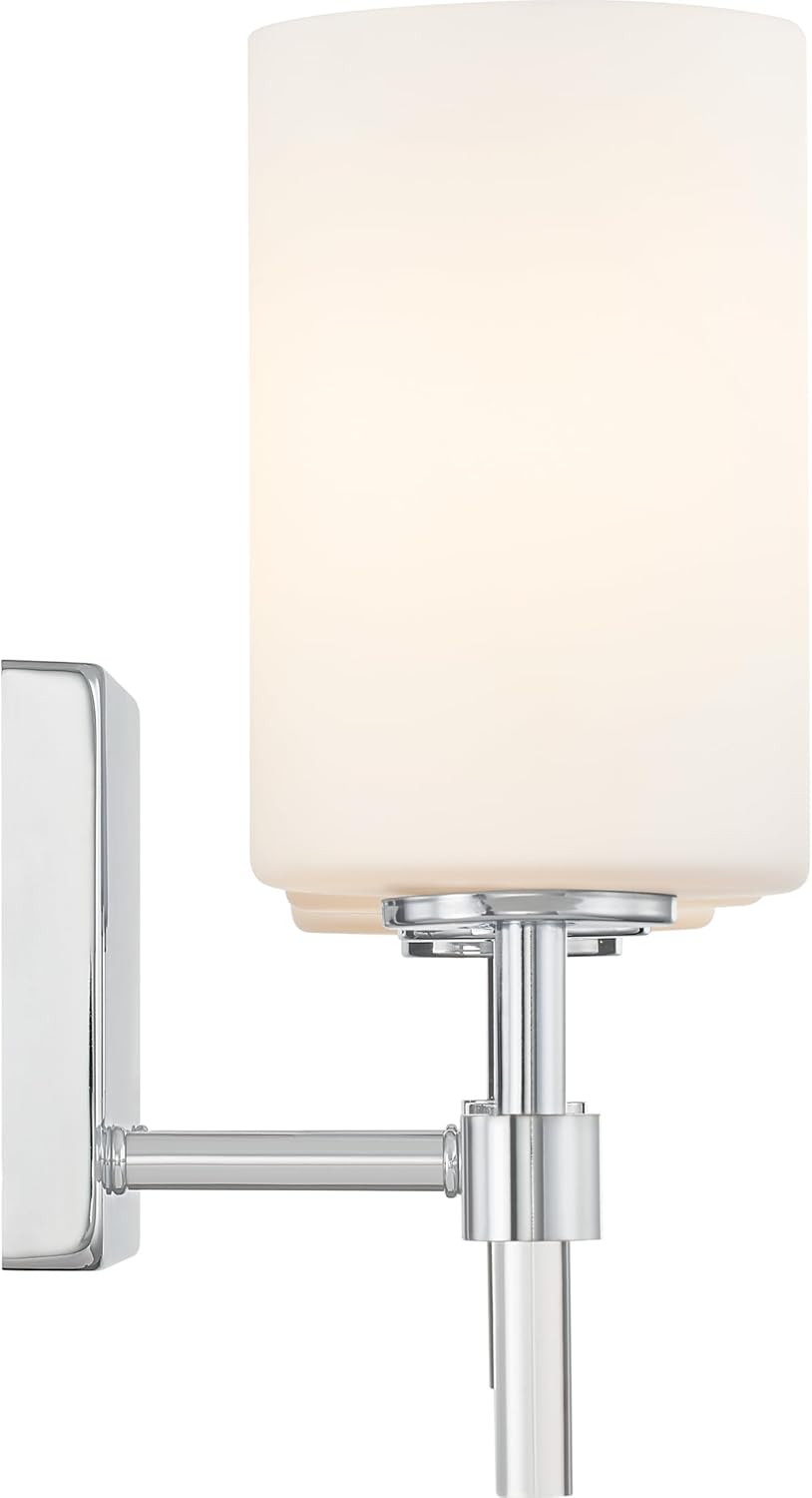 Quoizel Rossfield 24" 3-Light Vanity Light, Chrome with White Etched Glass, Dimmable LED Compatible