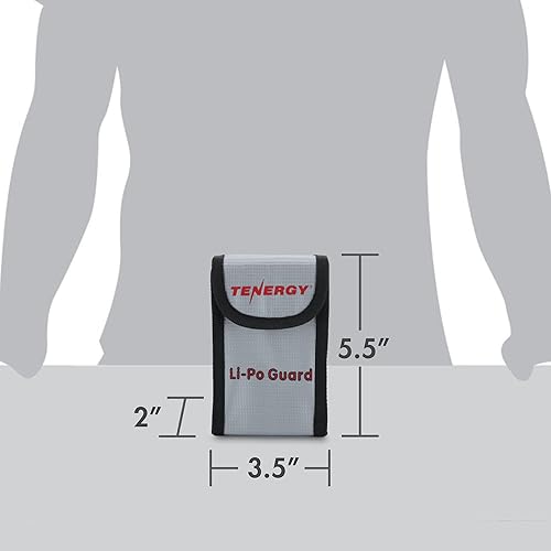 Miniatura 5 de Tenergy Paquete de 2 bolsas Lipo ignífugas, bolsas de batería para carga y almacenamiento, 5.5 x 3.5 x 2 pulgadas cada una
