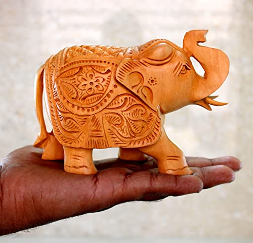 Escultura de elefante de madera mediana decorativa miniatura 3
