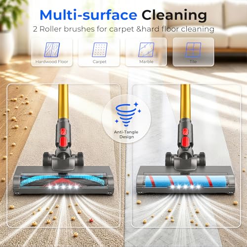Image of Cordless Vacuum Cleaner, 600W 55KPa Max 75mins Stick Vacuum for Pet Hair