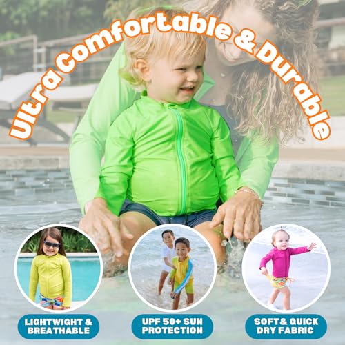 Image of SwimZip UPF 50+ Long Sleeve Rash Guard for Boys' and Girls' - Baby, Toddler, Kids