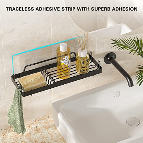 Tomir Soap Dish 2-In-1 Soap Holder For Shower Wall With Hooks, Adhesive Shampoo Bar Soap Caddy Tray Saver Rest Case Sponge Holder Shower Dish Black Sink Soap Rack For Kitchen Bathroom, Stainless Steel #TOP4