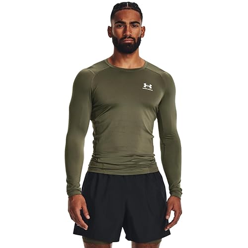 Under Armour Men's HeatGear Compression Long-Sleeve T-Shirt - (390) Marine Od Green / / White - Medium