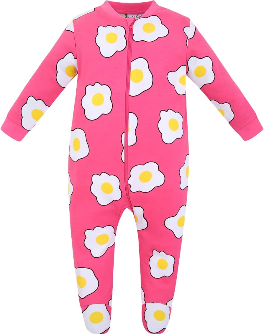 Jimonda Baby Pajamas 100% Cotton Gender Neutral One-Piece Footed,Long Sleeve Clothes,2-Way Zipper Closure Romper