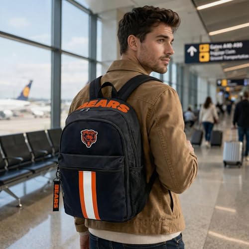 Image of NFL Chicago Bears Backpack - Triple Stripe Wordmark Design with Keychain