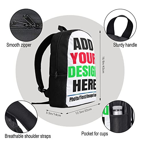 Custom Backpack for Boys Girls, Personalized Lightweight School Backpack Add Your Photos Text Logo Men Women, Customized 17Inch Student Bookbag for Travel, Work and School4
