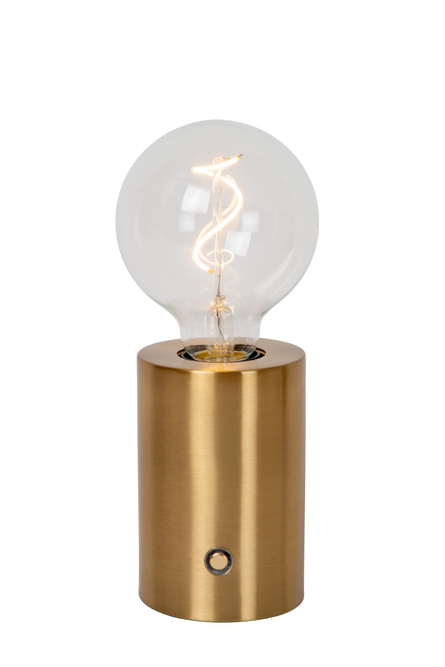 LUCIDE Vivo Rechargeable Table Lamp, Battery, Diameter 8 cm, LED Dim. E27-1x1 W, 2700 K, Matte Gold/Brass
