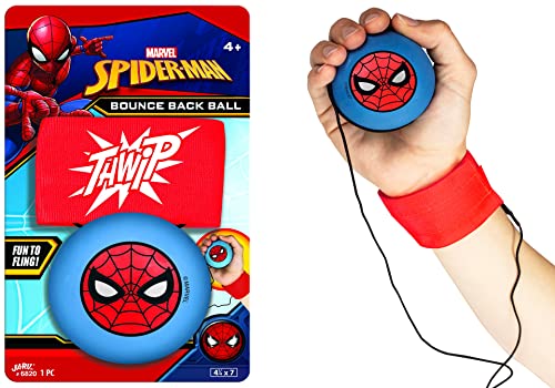 JA-RU Marvel Spiderman Wrist Return Ball with String Attached for Kids (144 Units) Ball Catcher Toy. Indoor Outdoor Sports. Hand Eye Coordination Training Exercise Toy. 6820-144