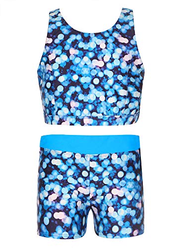 TTAO Little Kid Girls 2Pcs Active Set Sports Crop Top Bra with Boyshorts Gymnastics Clothes Bathing Suits