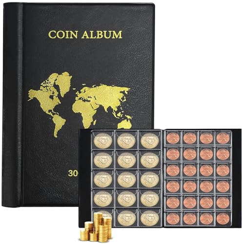 YushengTai Álbum de recortes de monedas, 300 unidades, 2 euros, álbum de recortes, 3,3 x 3,3 cm, 4,6 x 4,6 cm, álbum de monedas de euro, álbum de recortes, sellos, medallas, insignias