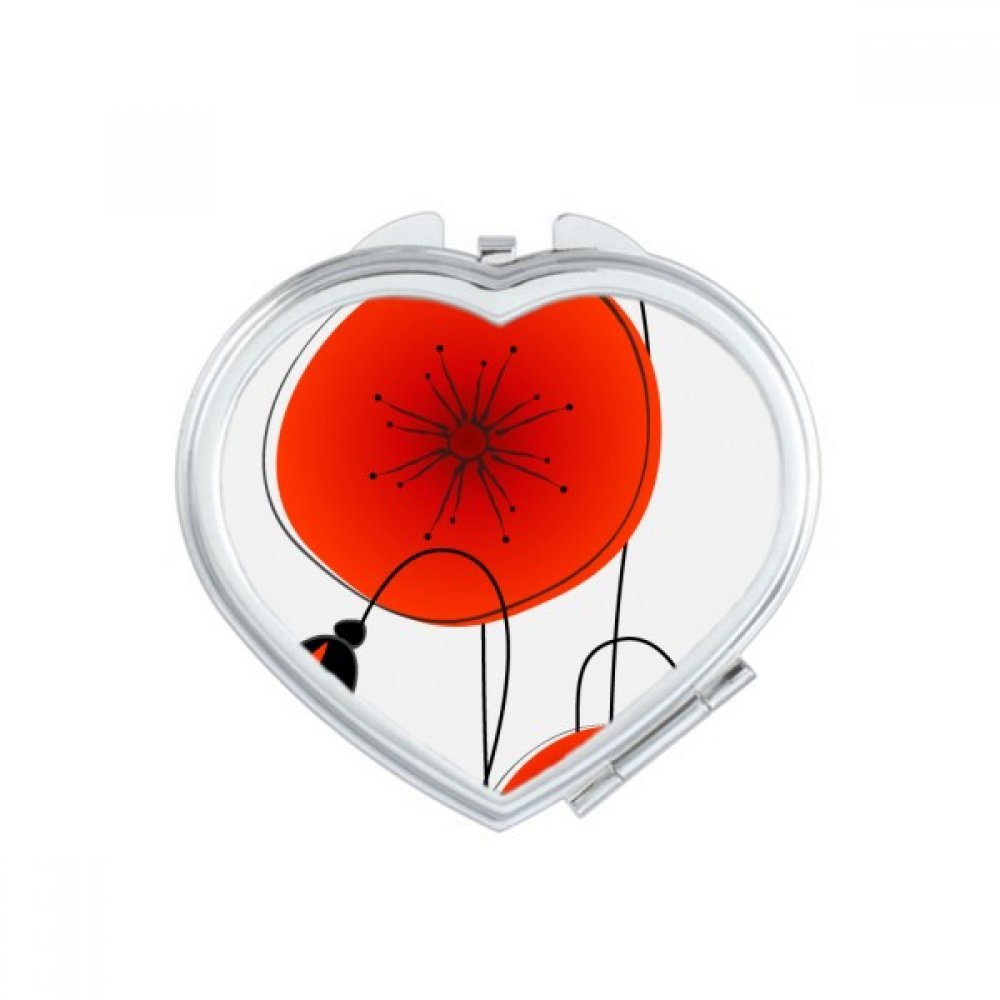 Cadeau miroir de poche fait main motif fleurs de pavot mignon