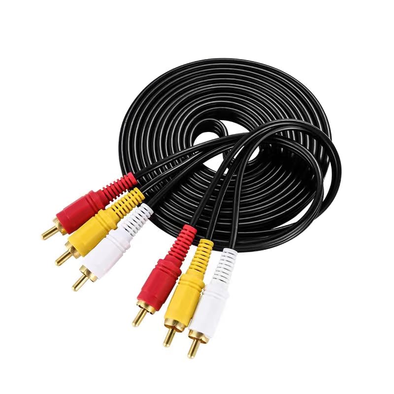 HTDYOO Cavo RCA, cavo AV placcato oro, connettori giallo/bianco/rosso da 3 maschio a 3 maschio - 1 piedi/1 pezzo (3 m)