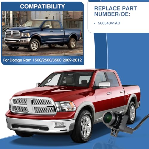 Image of Rear View Backup Camera Fit for Dodge Ram 1500 2500 3500 2009-2012, Reversing Parking Assist Camera OE Replacement 56054041AC 56054041AA 56054041AB 56054041AD 56054041AE