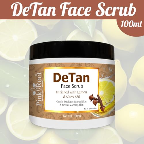 Image of Pink Root Detan Face Scrub 100ml, Enriched with Lemon Extract & Clove Oil, helps in Tan Removal, Blackheads and gives smooth, clean & dirt free skin