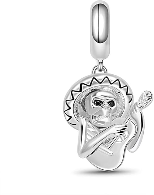 GNOCE Heart Skull Charm Beads 925 Sterling Silver"Love You Till Death" Charms Fit for Bracelets & Necklaces Jewelry Gift for Women Mens