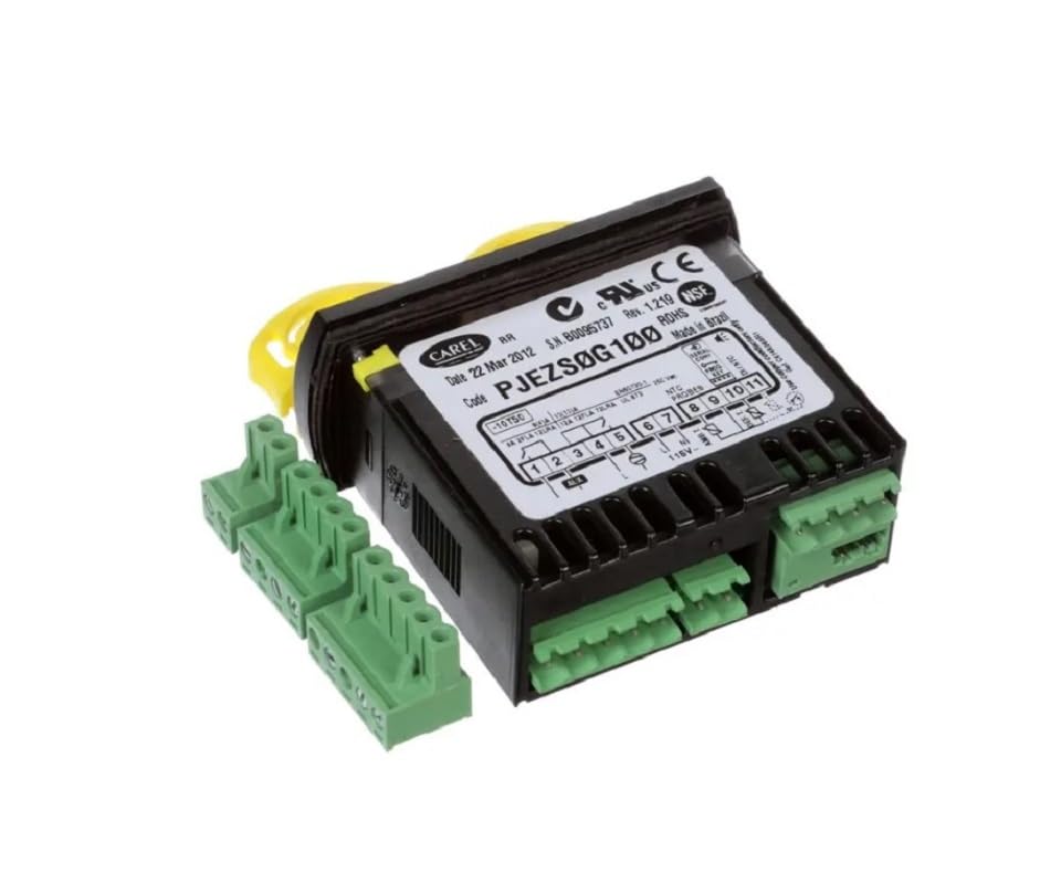 പിൻഭാഗം view of Frigoglass PJEZS0G100 Temperature Control showing wiring diagram and specifications label