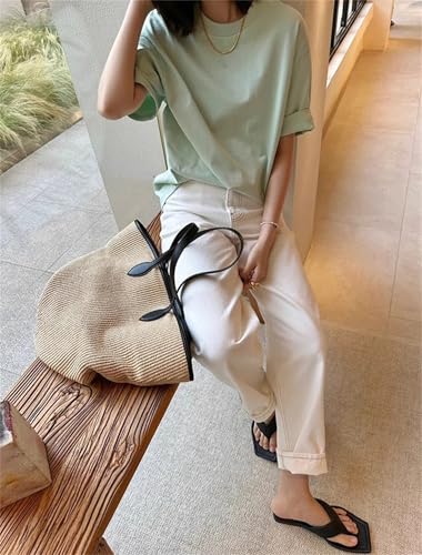 Bolso de mano de paja para mujer verano un solo hombro miniatura 5
