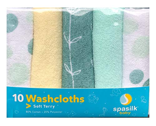 Image of Spasilk Baby 10 Pack Soft Terry Bath Washcloth Wipes
