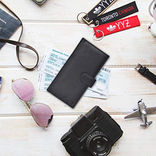 Valenchi-Leather Rfid Checkbook Cover For Men And Women-Duplicate Checks Rfid Card Standard Register With Pen Inserts (Black Nappa) #TOP6