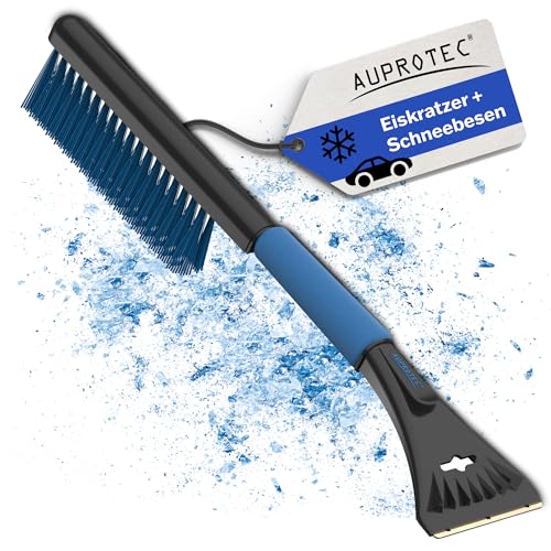 AUPROTEC Schneebürste + Eiskratzer aus Messing 2 in 1 mit rutschfestem Griff, Eiskratzer und Windschutzscheibe, Winterwerkzeug ASE 2, Farbe:schwarz-blau