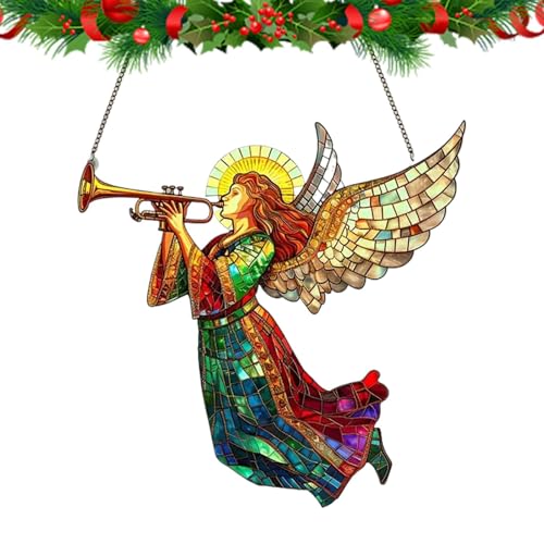 Acchiappasole natalizio per finestra in acrilico, ornamento per albero di Natale con acchiappasole | Acchiappasole angelo di Natale fatto a mano,Ornamenti natalizi per l'acchiappasole, acchiappasole p