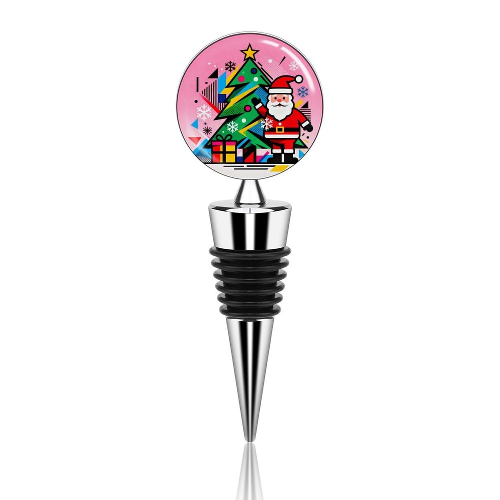 Bouchon de bouteille de vin en alliage de zinc et silicone avec motif sapin de Noël chic