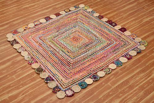 Tapis en jute multicolore robuste et isolant pour salon - 6
