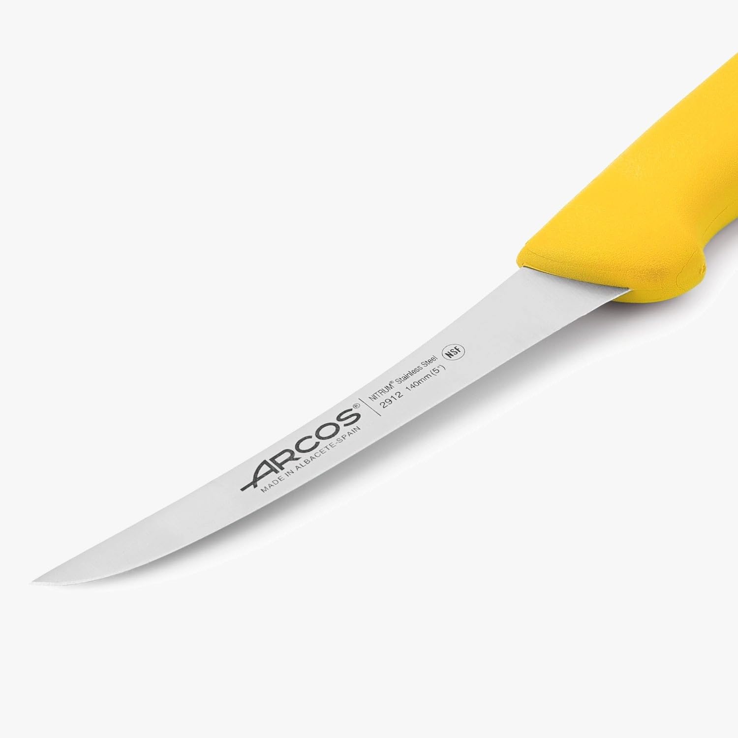 Arcos Serie 2900 Cuchillo Deshuesador Curvo Semiflexible Hoja Acero Inoxidable Nitrum 140 mm Mango Polipropileno Amarillo