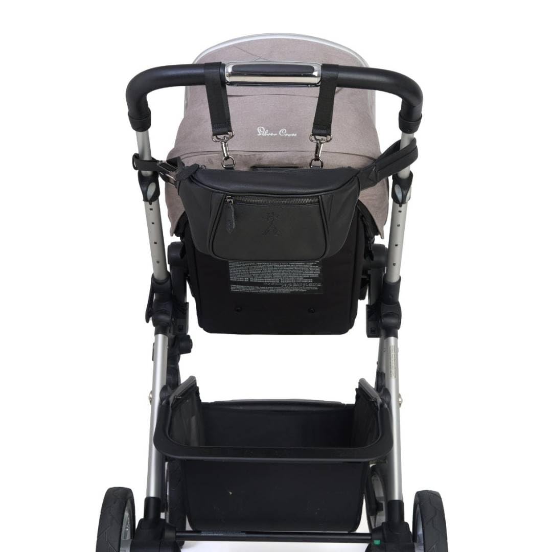 Gigil Inka Buggy-Organizer und Crossbody-Tasche aus veganem Leder – wasserabweisend mit 4 Fächern und Schnellzugriffstaschen – Feuchttasche – Kinderwagen-Organizer (Mitternachtsschwarz)