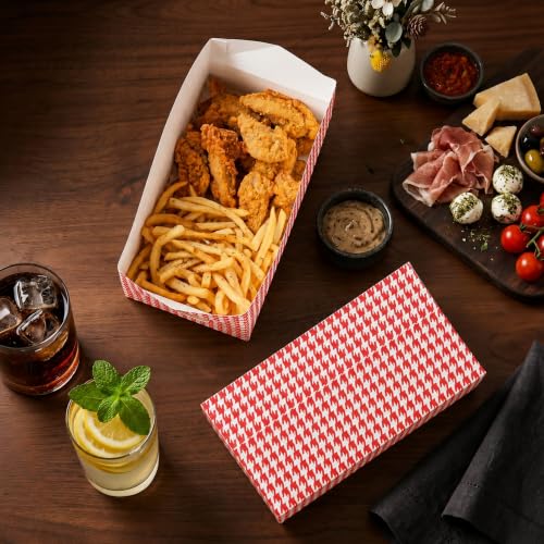 Image of Restaurantware Take Out Lunch Box 400 Count 71-Ounce Durable Paper Recyclable Container Red Leak-Proof Food Box Spill-Resistant Fast Top Closure Rectangular Hot Food Friendly