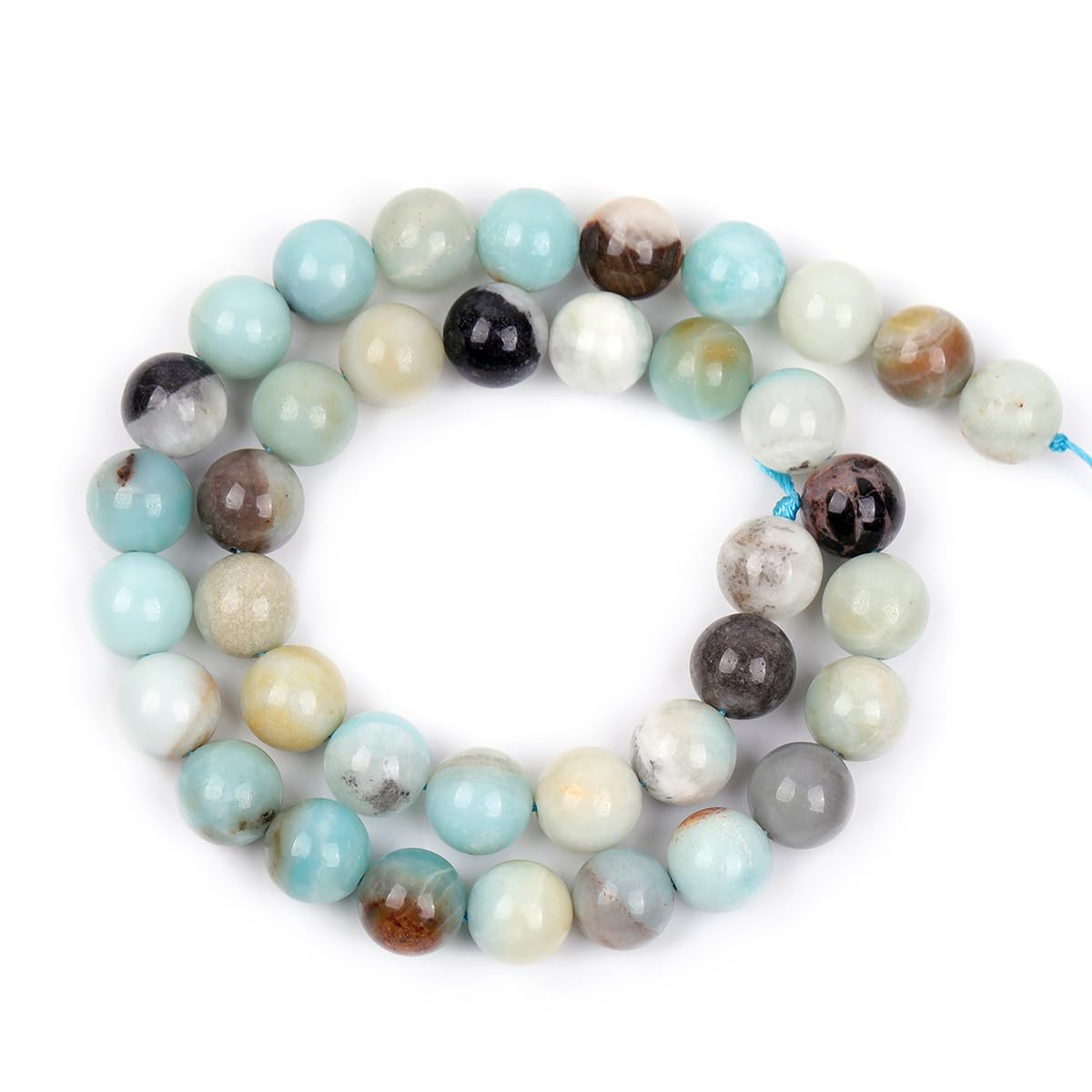 Lot De 45 Perles En Pierre Naturelle D'ite De 8 Mm Pour La Fabrication De Bijoux, Bracelets Et Colliers