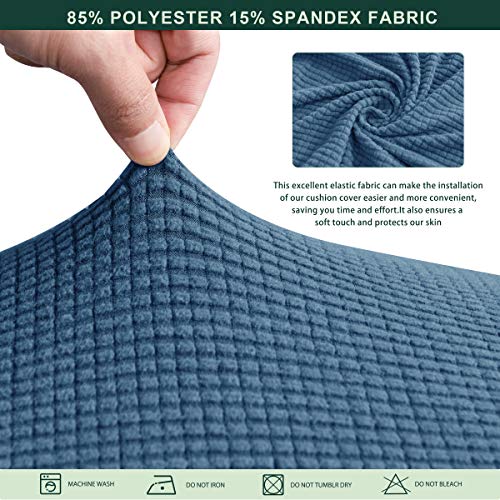 Image of CHUN YI Stretch Couch Cushion Cover, Fitted Loveseat Sofa Chair Seat Slipcover Furniture Protector, Checks Spandex Jacquard Fabric(Small,Denim Blue)