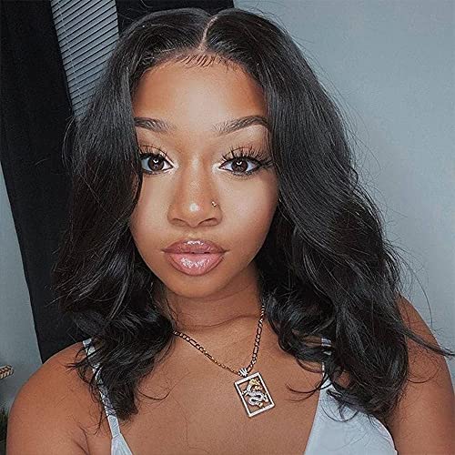 14 Inch Human Hair Lace Front Wigs Body Wave 9A Closure Human Hair Wigs 4x4 Frontal Wigs Human Hair Pre Plucked Body Wave Lace Closure Wigs with Baby Hair Wigs for Black Women Human Hair Glueless