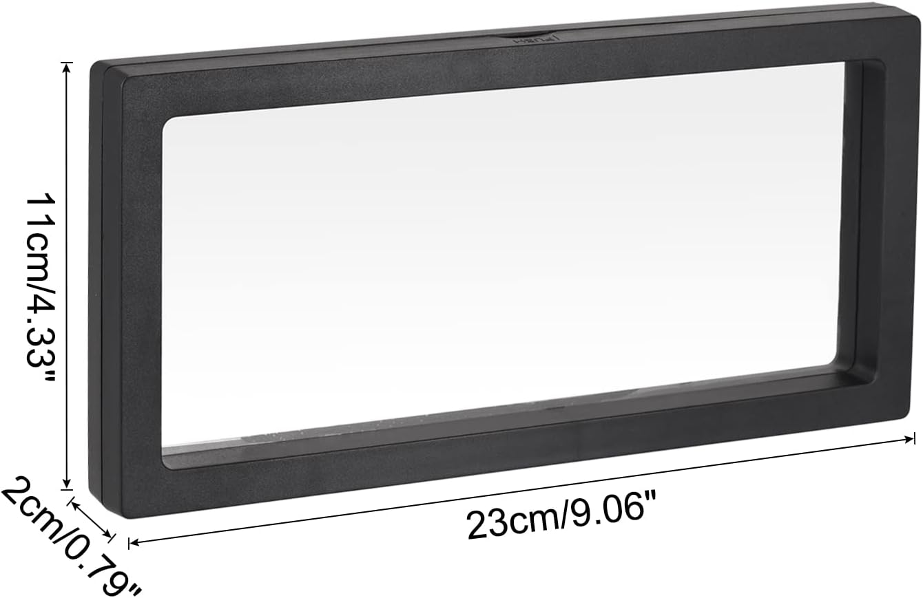 MECCANIXITY Floating Frame Display Holder Stand 3D Jewelry Display Box with Base 9.06 x 4.33 x 0.79 inch Black