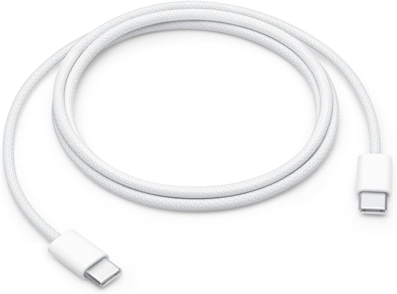 Cavo di ricarica in tessuto USB-C per dispositivi Apple (1 m), cavo USB C 60 W ricarica rapida per iPhone serie 16/15, iPad Pro/Air, MacBook (1 m)