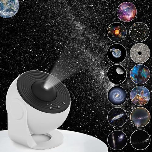 Image of Galaxy Projector with 13 HD Film Discs - 360 Rotating Star Light for Kids and Adults, Planetarium Projector with Moon, Solar System, Nebula, Timer, USB Power, for Bedroom & Home Decor