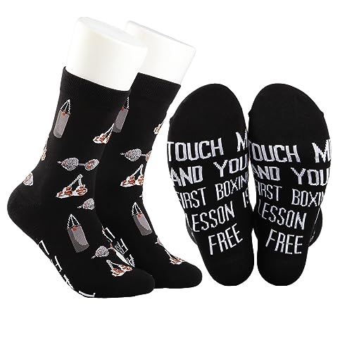 MBMSO Boxing Socks for Boxer Lovers - 2 Pairs Touch Me & Free Boxing Lesson Gloves Socks Gift2