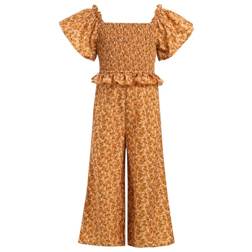 AWIBMK Mommy and Me Outfits Floral Solid Color Wide Leg Jumpsuit Romper for Beach Holiday Photo Shoot3
