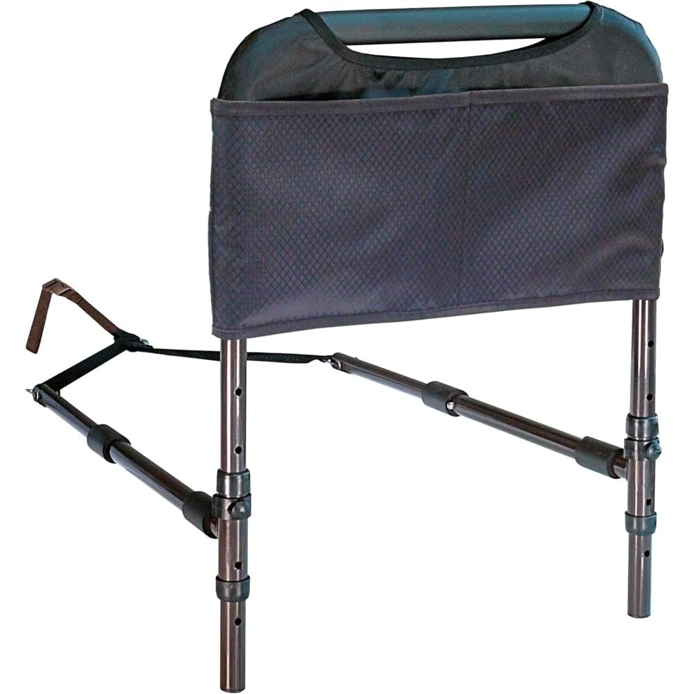 Barrière de lit portable XL poignée d'assistance stable avec rangement pour seniors