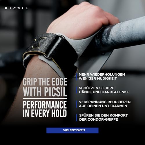 Foto von PICSIL Condor Hand Grips – Profi‑Griffpolster aus Kunstleder, Chalk‑kompatibel, Handschutz für Calisthenics, Krafttraining & Gymnastik (Koralle, G)