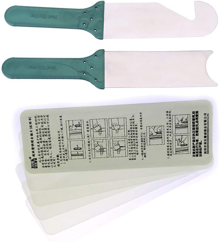 Loboo Idea 7-Pieces Slip Door Lock Pick Tool Kit, Including 2-Pieces/Stainless Steel Lock Pick Bypass Sheets and 5-Pieces Plastic Lockpick Bypass Sheets