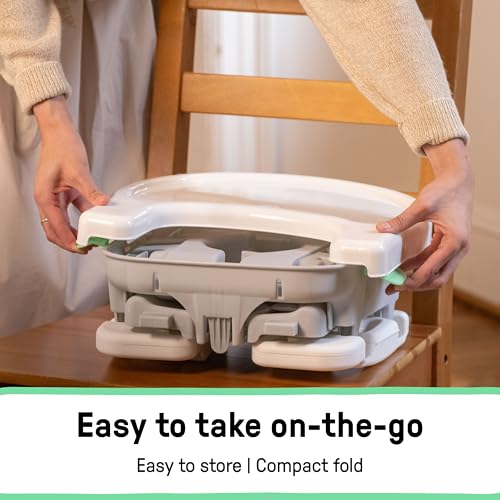 Image of Ingenuity Deluxe Comfort Booster Seat for Kitchen Chair, Compact Fold, Portable, Lightweight, Toddler Booster Seat for Dining Table, from 6 Months to 3 Years - Grey (Pack of 2)