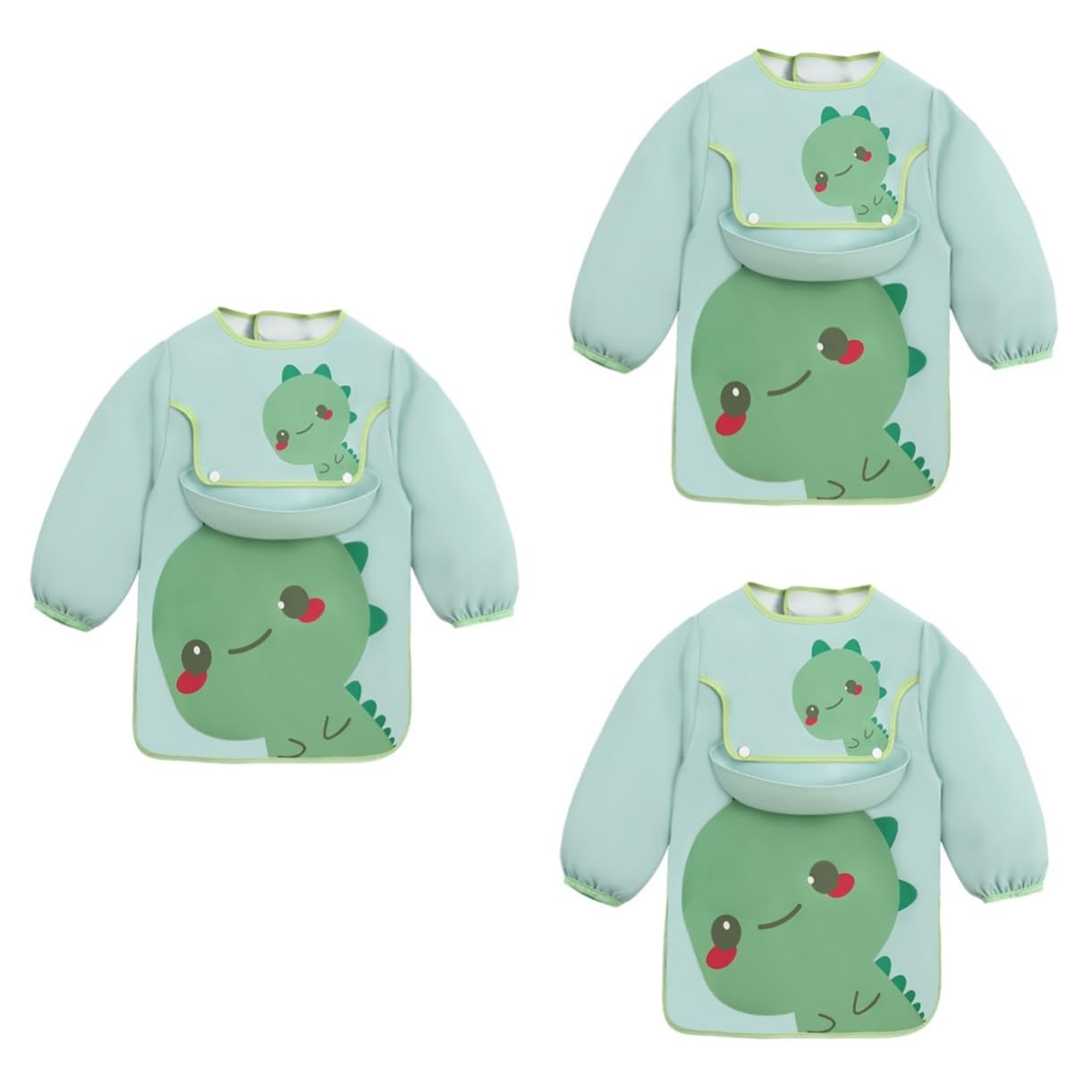 Abaodam 3 Piezas Babero Delantal Delantal Impermeable Portaescobillas Protector De Ropa Bata Para Comer Delantal Para Comer - Delantal Comer Ropa Poliéster Verde