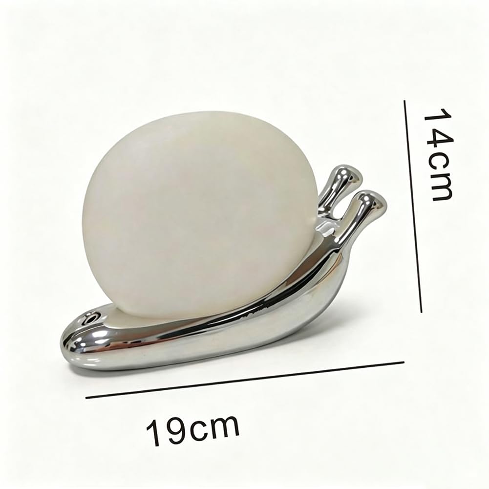 Lámpara de Mesa LED con Diseño de Animales (Caracol), Recargable, Regulable, Inalámbrica, Funciona con Batería, Luz de Noche, Carga USB, Interruptor Táctil, Lámpara de Mesita de Noche,Plata